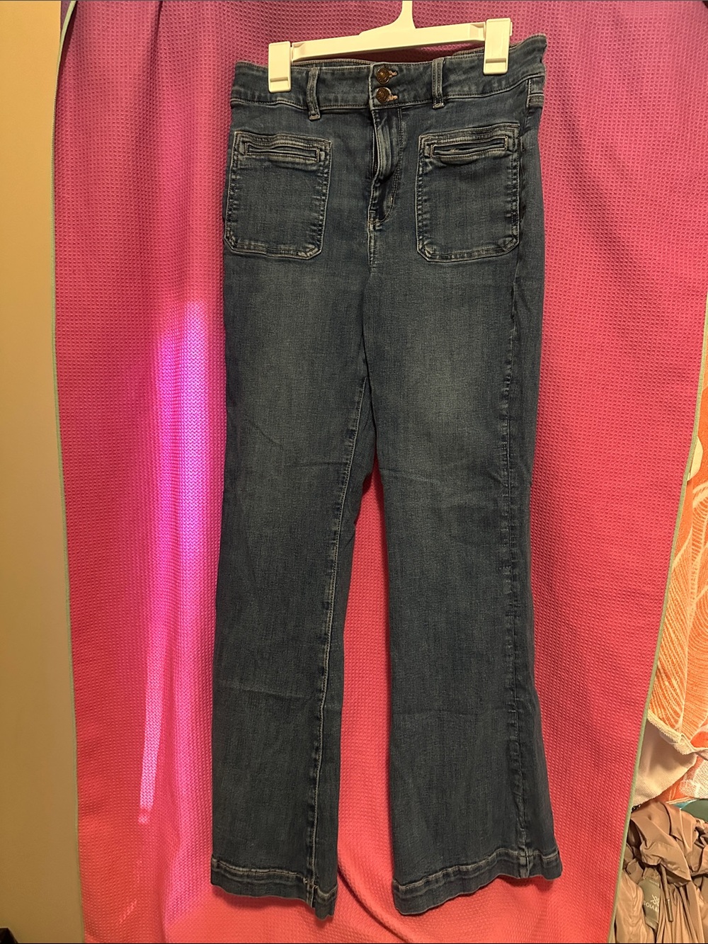 American Eagle Outfitters Dark Blue Super High-Rise trouser jeans size 12 L